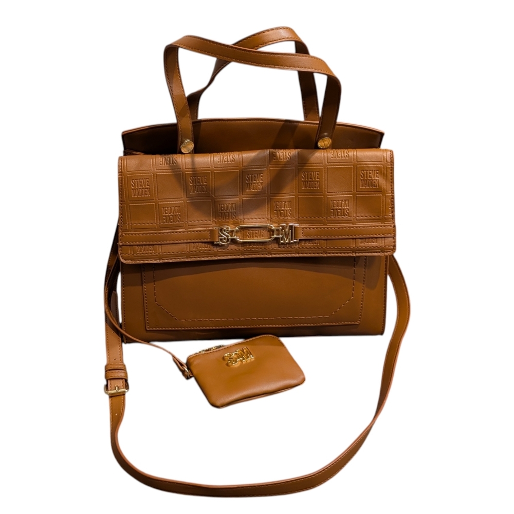 Steve Madden BWinona Crossbody Satchel in Cognac With Detachable Coin Purse